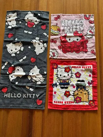 헬로키티 타월 세트 페이스 타월 1장 핸드 타월 2장