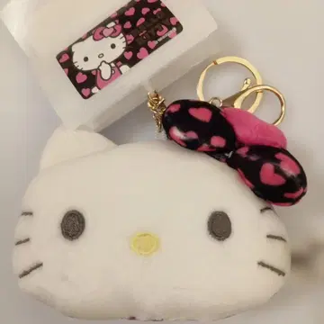 산리오 헬로키티 하트 무늬 봉제 인형 키링
