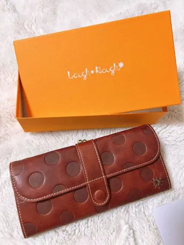 Laugh Rough 브라운 도트 무늬 장지갑