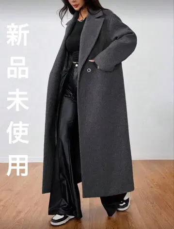 SHEIN MOOSTA 캐주얼 라펠 롱 오버코트 체스터