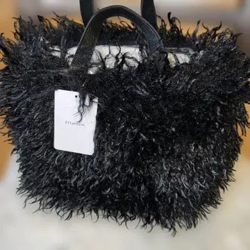 [ 새상품 ] 복슬복슬 푸들 퍼 블랙 토트백