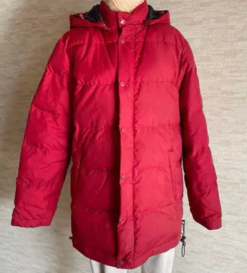 AVW383 빨간색 후드 부착 다운 자켓