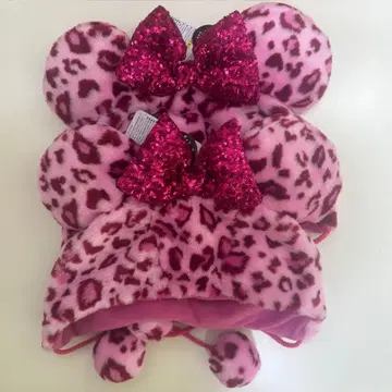 디즈니 레오파드 무늬 레오파드 팬캡 미니 핑크 2세트
