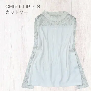 칩 클립 티셔츠 소매 레이스 성숙/러블리 페미닌 걸리시 S 화이트