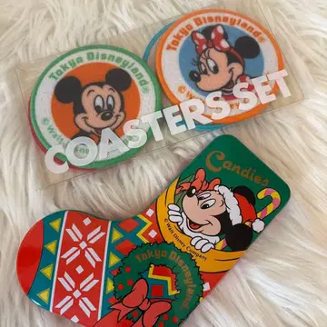 도쿄 디즈니랜드 코스터 세트 레트로 삭스 패턴 펜 케이스 미키