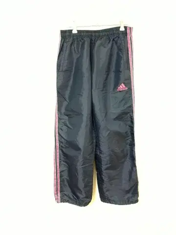 아디다스 나일론 팬츠 여성용 M 네이비 색상 핑크 라인 핑크 로고