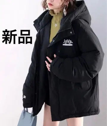 JAVA 패널 페이크 다운 미들 기장 오버 사이즈 자켓 클래식 엘프