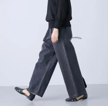 카구레 페이드 데님 이지 팬츠 블랙