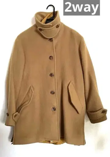 whiteline for girl 울 코트 베이지 버튼 달린 하이넥