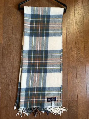 MOON 울 100% 체크 무늬 스톨