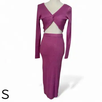 [ 새상품 ] 핑크 리브 스커트 셋업 S 사이즈