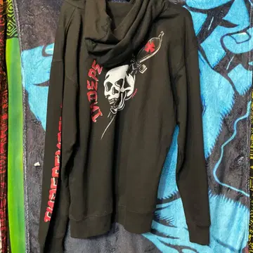 independent 스컬 디자인 블랙 후드티 L