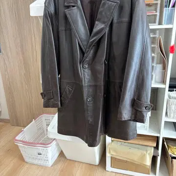 로만 다크 브라운 가죽 자켓 코트