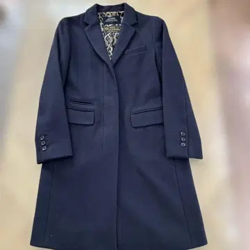 MACPHEE 네이비 체스터 코트 울과 캐시미어