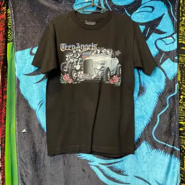 Teen Angels 그래픽 T셔츠 블랙 반팔 S