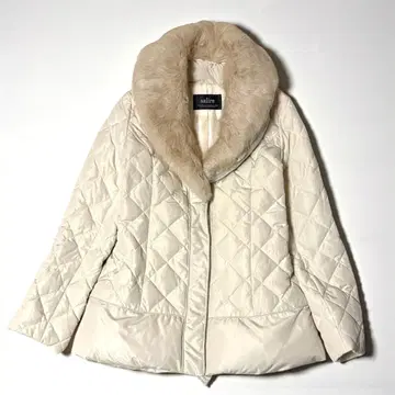사리아 다운 자켓 A라인 퀼팅 퍼 포함 아이보리 M