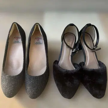 [거의 미사용] 시마무라 크로시 펌프스 해리스 트위드 보아 2족 세트