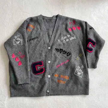 COEL 자수 그레이 울 가디건