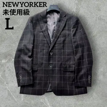 [미사용급] 뉴요커 최근 모델 실크 혼방 체크 L 다크 브라운 플란넬