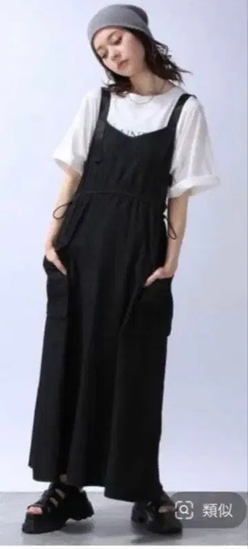 JEANASIS 데님 드로스트 점프스커트 블랙