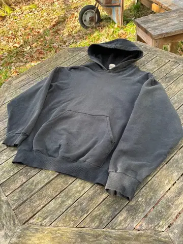 80s HANES 블랙 풀오버 후드티 M 구제 빈티지