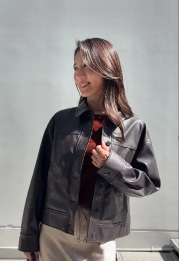 OPAQUE.CLIP 오페크 합성 가죽 블루종 가죽 자켓