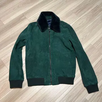 라스트 세일 ZARA 퍼 달린 다크 그린 가죽 자켓