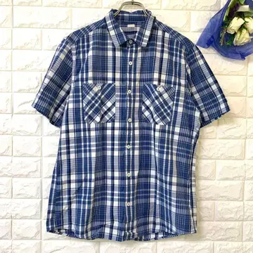 GU 지유 체크 셔츠 캐주얼 코튼 100% 루즈핏 휴일 사복