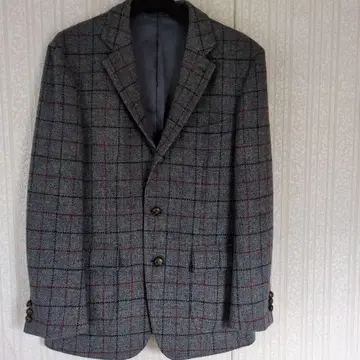 그레이 체크 무늬 테일러드 자켓