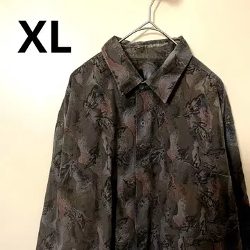 빈티지 구제 의류 손글씨 트리 패턴 셔츠 XL