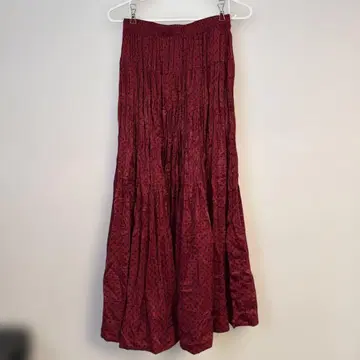 이네스 드 라 프레상쥬 빨간색 네이비 도트 플리츠 롱 플레어 스커트