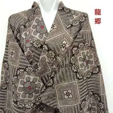 앤티크 [ 류고 ] 오시마 명주 기모노 순수 실크 빨간색 #1342