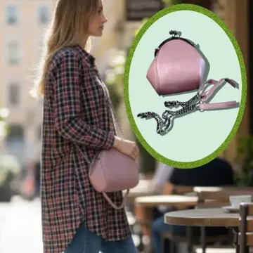 핑크 가마구치 핸드백 숄더백