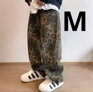 애니멀 무늬 레오파드 무늬 팬츠 와이드 팬츠 와이드 스트릿 캐주얼