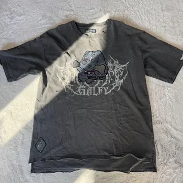 GALFY 그레이 그래픽 반팔 티셔츠