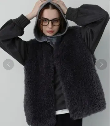 [ 즉일 익명 배송 ] 새상품급 SALOON 보아 퍼 베스트 코트 그레이