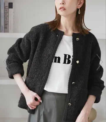 로페피크닉 루프 편직 니트 가디건