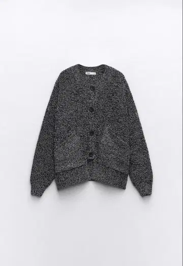 ZARA 블랙 화이트믹스 가디건