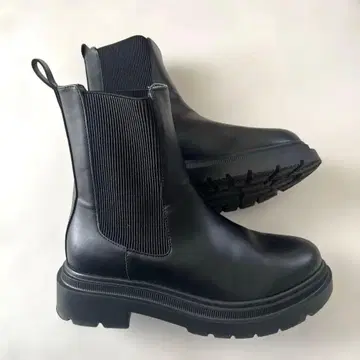 블랙 가죽 사이드 고어 부츠 L 24~24.5cm