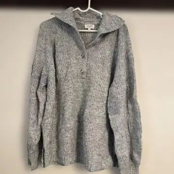 GENTLE FAWN 그레이 후드 부착 니트 M 따뜻한 니트 레이어드