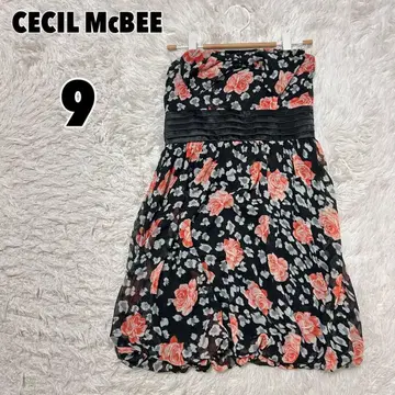 CECIL Mc BEE 세실 맥비 장미 무늬 쉬폰 베어 원피스