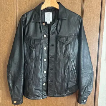 더 크리미 레더 버튼업 자켓 블랙