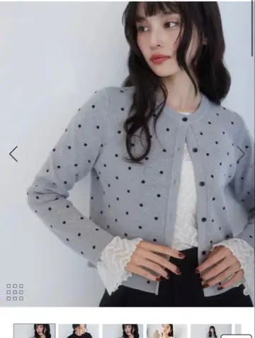 그레이 도트 무늬 긴팔 가디건 vis 비스