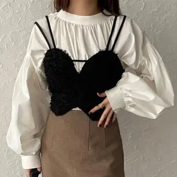 새상품급 junoah 주노아 백 레이스업 페더 뷔스티에 M 사이즈