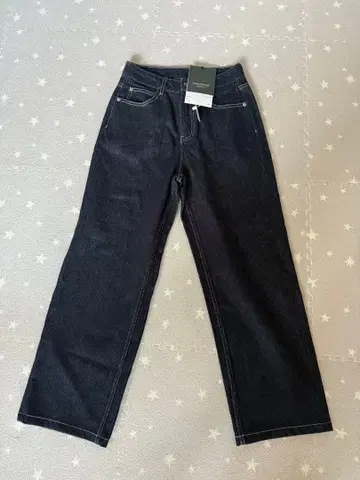 다크 블루 스트레이트 데님 하이웨스트