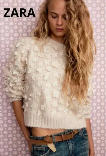 [ 택 포함 새상품 ] 플라워 니트