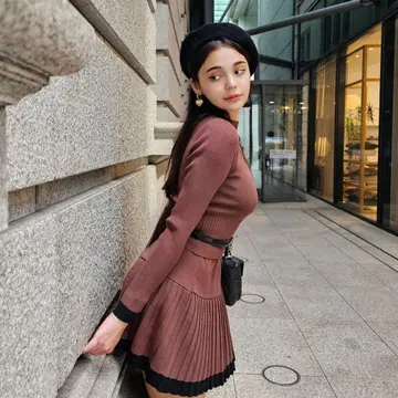 랜디 바이컬러 니트 셋업