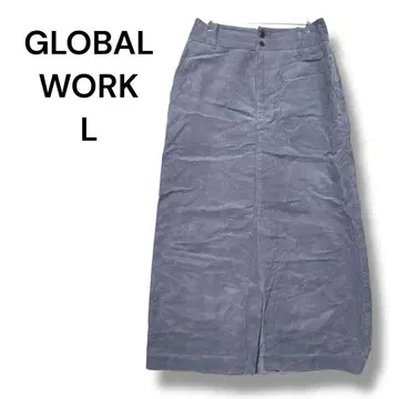 글로벌 워크 롱 스커트 코듀로이 L 라이트 네이비 슬릿