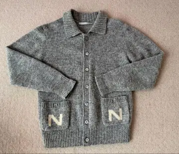 Mademoiselle NONNON 울 100% 옷깃 니트 가디건