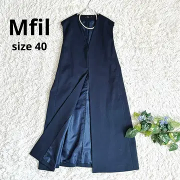 새상품급 엠필 V넥 롱베스트 네이비 미카코나카무라 2023 L